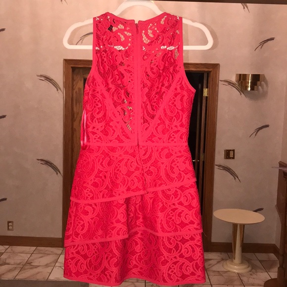 BCBGMAXAZRIA Red Mini Lace Dress - Picture 3 of 8